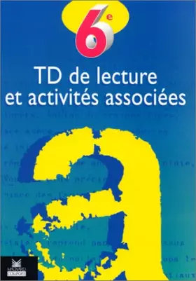 Couverture du produit · TD de lecture et activités associées, 6eme