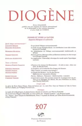 Couverture du produit · Diogène 2004, n° 207: Penser la nature