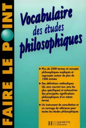 Couverture du produit · VOCABULAIRE DES ETUDES PHILOSOPHIQUES. Edition 1994