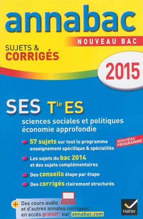 Couverture du produit · Annales Annabac 2015 SES Tle ES: sujets et corrigés du bac – Terminale ES