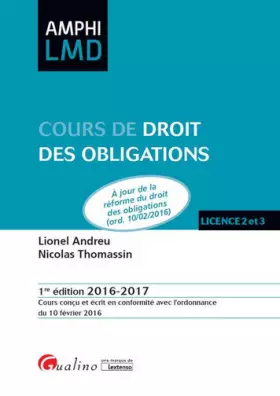 Couverture du produit · Cours de Droit des obligations 2016-2017