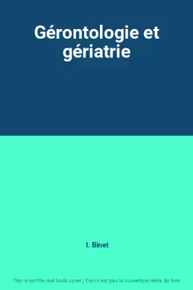 Couverture du produit · Gérontologie et gériatrie