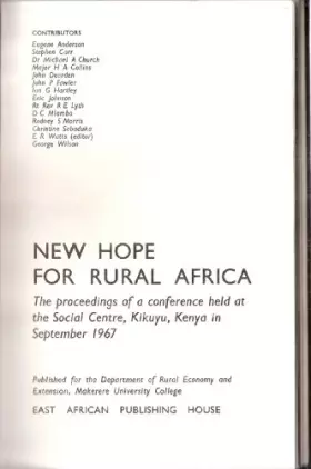 Couverture du produit · New Hope for Rural Africa, the Proceedings of a Co