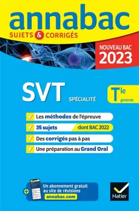 Couverture du produit · Annales du bac Annabac 2023 SVT Tle générale (spécialité): méthodes & sujets corrigés nouveau bac