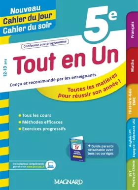 Couverture du produit · Tout en Un 5e - Leçons, méthodes et exercices - Nouveau Cahier du jour Cahier du soir