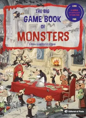 Couverture du produit · The Big Game Book of Monsters: A book to play with. 3 levels of search and find game for kids 3-8. Play and learn. Big cardboar