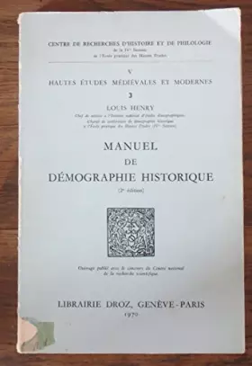 Couverture du produit · Louis Henry,... Manuel de démographie historique