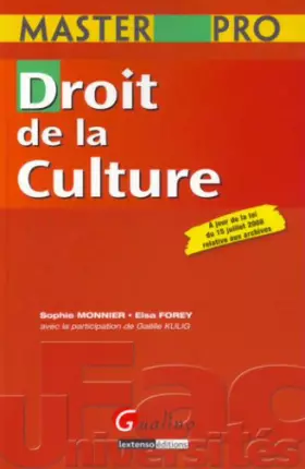 Couverture du produit · Master Pro Droit de la culture