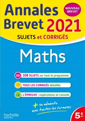 Couverture du produit · Annales Brevet 2021 Maths