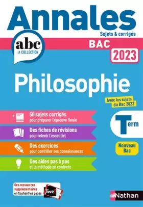 Couverture du produit · Annales ABC du BAC 2023 - Philosophie Tle - Sujets et corrigés - Enseignement commun Terminale - Epreuve finale Bac 2023