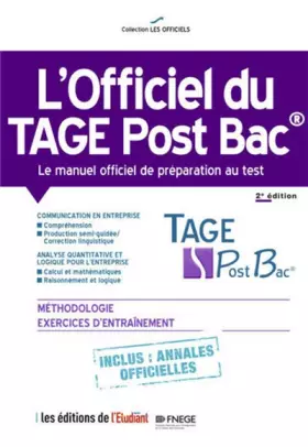 Couverture du produit · l'Officiel du Tage Post Bac - Le manuel officiel de préparation au test 2e édition