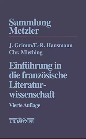 Couverture du produit · Einführung in die französische Literaturwissenschaft (Sammlung Metzler)