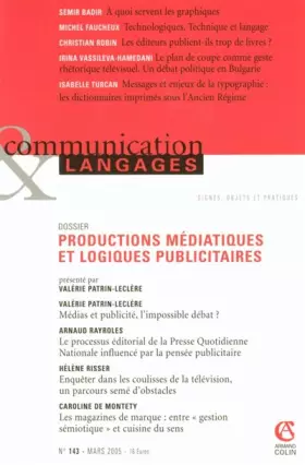 Couverture du produit · Communication & Langages, N° 143, Janvier 2005 : Signes, objets et pratiques