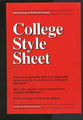 Couverture du produit · College Style Sheet : Fourth Canadian Edition