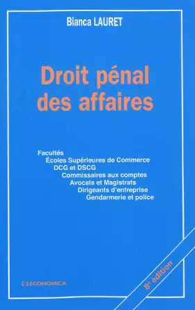 Couverture du produit · Droit pénal des affaires - 8 Ed.