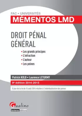 Couverture du produit · Mémentos LMD - Droit pénal général 2014-2015, 9ème édition