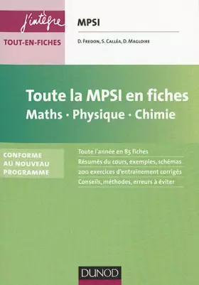 Couverture du produit · Toute la MPSI en fiches - Maths, Physique, Chimie - Conforme au nouveau programme