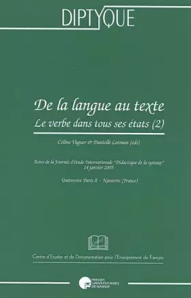 Couverture du produit · De la langue au texte : le verbe dans tous ses états