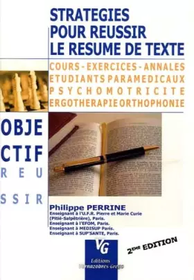 Couverture du produit · Stratégies pour réussir le resumé de texte