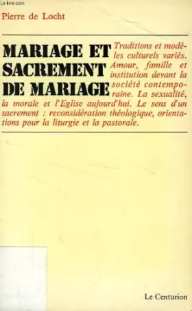 Couverture du produit · Mariage et sacrement de mariage