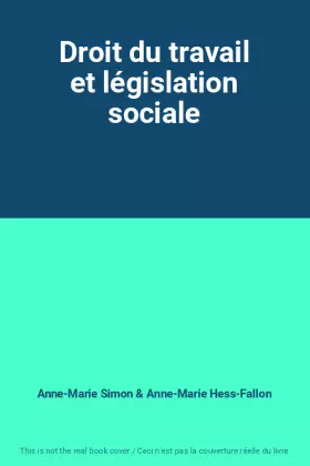 Couverture du produit · Droit du travail et législation sociale