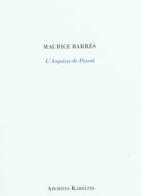 Couverture du produit · Angoisse de Pascal