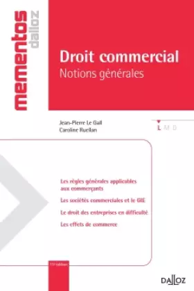 Couverture du produit · Droit commercial. Notions générales - 15e éd.