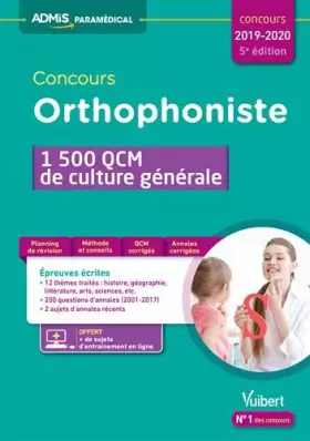 Couverture du produit · Concours Orthophoniste - 1500 QCM de culture générale: Concours 2019-2020