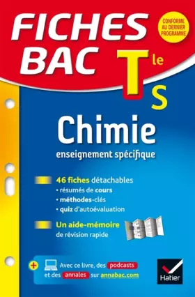 Couverture du produit · Fiches bac Chimie Tle S (enseignement spécifique): fiches de révision - Termimale S