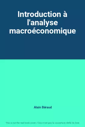 Couverture du produit · Introduction à l'analyse macroéconomique