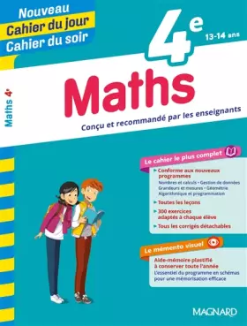 Couverture du produit · Maths 4e - Cahier du jour Cahier du soir