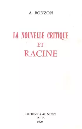 Couverture du produit · La Nouvelle Critique de Racine