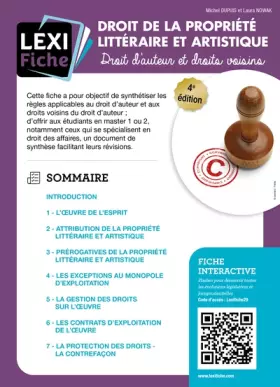 Couverture du produit · Droit de la propriété littéraire et artistique: Droit d'auteur et droits voisins