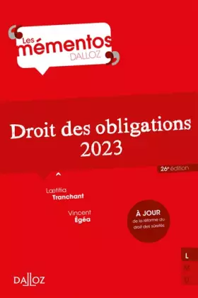 Couverture du produit · Droit des obligations 2023 26ed
