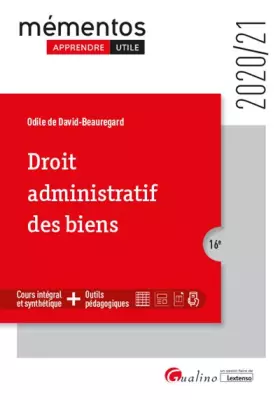 Couverture du produit · Droit administratif des biens: Cours intégral et synthétique - Outils pédagogiques (2020-2021)