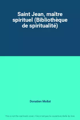 Couverture du produit · Saint Jean, maître spirituel (Bibliothèque de spiritualité)