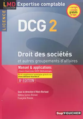 Couverture du produit · DCG 2 - Droit des sociétés et autres groupements d'affaires - Manuel et applications - 8e édition