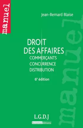 Couverture du produit · Droit des affaires : Commerçants, concurrence, distribution