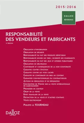 Couverture du produit · Responsabilité des vendeurs et fabricants 2015/2016. 5e éd.