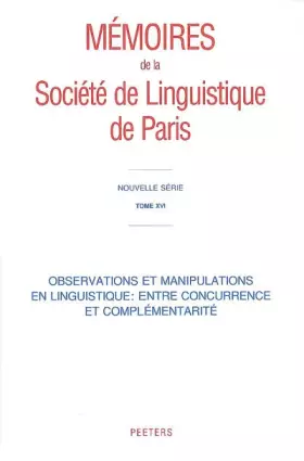 Couverture du produit · Observations et manipulations en linguistique: entre concurrence et compl?mentarit?: Entre Concurrence Et Complementarite: 16