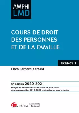 Couverture du produit · Cours de droit des personnes et de la famille