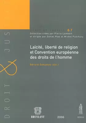 Couverture du produit · LAICITE, LIBERTE DE RELIGION ET CONVENTION EUROPEENNE DES DROITS DE L'HOMME: SOUS LA DIRECTION DE GERARD GONZALEZ