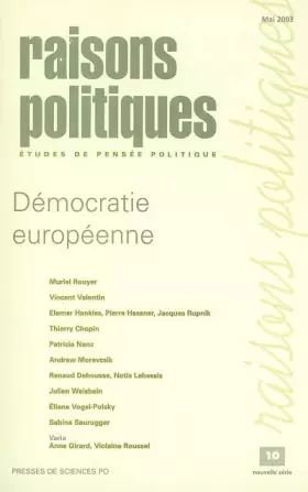 Couverture du produit · Raisons politiques, numéro 10 : Démocratie européenne