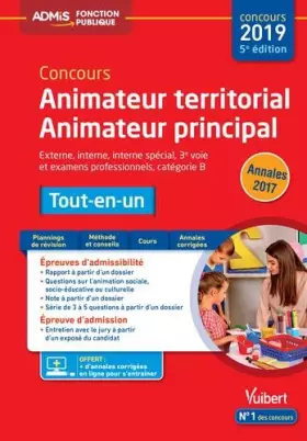 Couverture du produit · Concours Animateur territorial et Animateur principal - Catégorie B - Tout-en-un: Concours 2019 (2018)