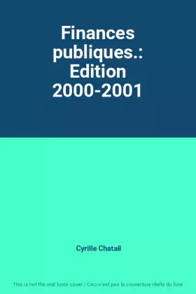 Couverture du produit · Finances publiques.: Edition 2000-2001