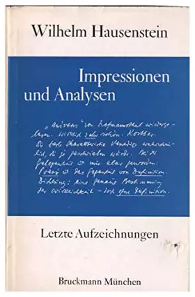 Couverture du produit · Impressionen und Analysen - Letzte Aufzeichnungen