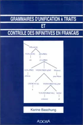 Couverture du produit · Grammaires d'unification à traits et contrôle des infinitives en français