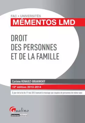 Couverture du produit · Mémentos LMD - Droit des personnes et de la famille 2013-2014