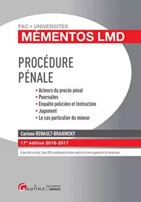 Couverture du produit · Mémentos LMD - Procédure pénale 2016-2017
