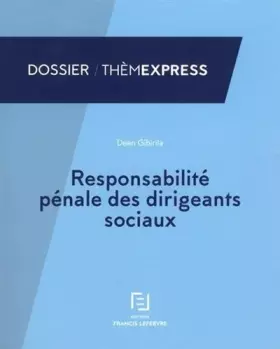 Couverture du produit · Responsabilité pénale des dirigeants sociaux